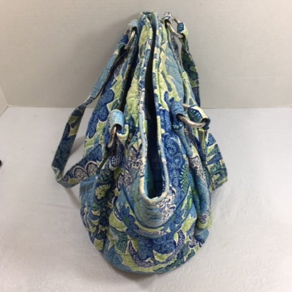 Vera Bradley Quilted Blue Green White Multi Compartments Quilted Shoulder Bag - Picture 5 of 16